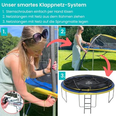 Батут Zero Gravity Outdoor Ø 183/244/305/366/427 см, TÜV GS, комплект з драбиною, відеоінструкція, Ultima 4 моделі Ø 305 см, чорний