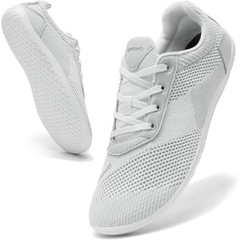 Легкі дихаючі кросівки Barfußschuhe для чоловіків та жінок | Широка передня частина, підошва 4 мм | Зручні для спорту, відпочинку та повсякденного носіння (44 EU, Білий)