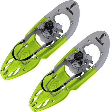 Снігоступи Alpidex з палицями 25 або 29 дюймів, швидка фіксація, підійдуть для розміру ноги 38-46, вага до 140 кг, з підйомником, сумкою, телескопічні палиці, лайм