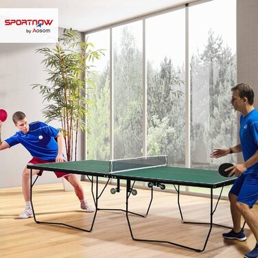 Настільний теніс SPORTNOW: стіл для пінг-понгу з мережею, ракетками та м'ячами (зелений, 274x152.5x76 см)