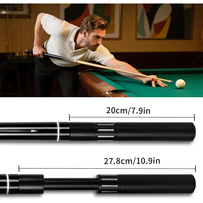 AKLOT Більярдний кий 3-в-1, 58 дюймів, з канадського клена, 19 oz. З набором ваги для 20 oz та 21 oz, з чохлом. Без подовжувача.