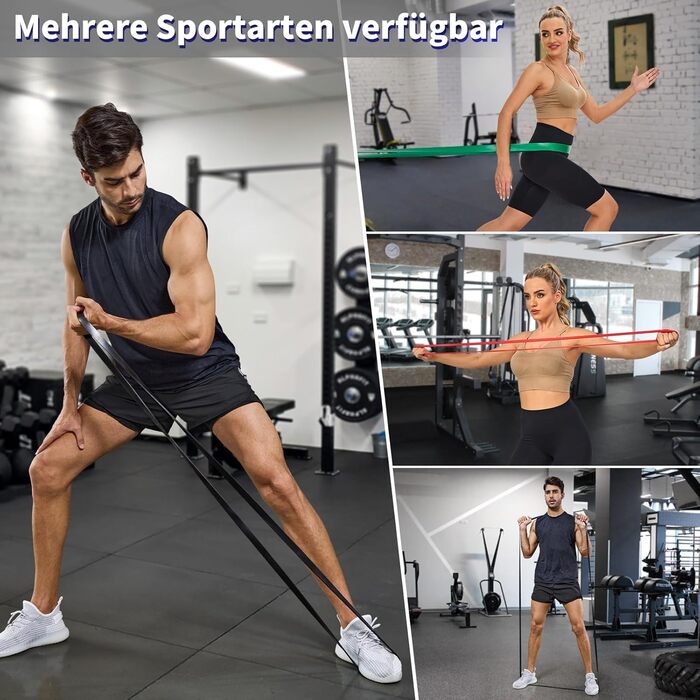 Набір допоміжних еластичних стрічок для підтягувань Klimmzug-Hilfsband-Set, для силових тренувань та формування тіла, фітнес-стрічки для чоловіків, вантажопідйомність 6.8–54 кг