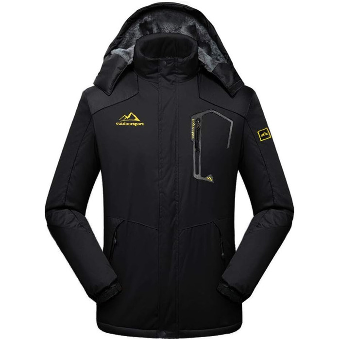 Чоловіча зимова куртка EKENTSON, водонепроникна, вітронепроникна, з підкладкою, для хайкінгу та активного відпочинку, з 4 кишенями (3XL, Чорний)