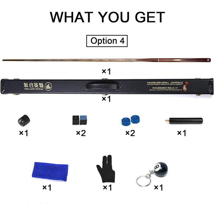 Кю AONETIGER для більярду: ручна модель 3/4 з дерев'яним шафтом, 3 частини, 57'', вага 18oz, наконечник 10mm, з аксесуарами та чохлом