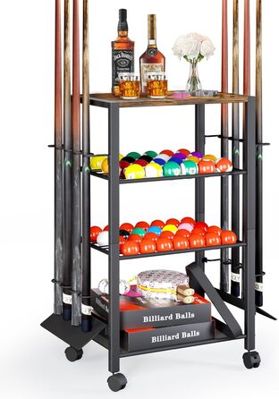 Стійка для київ (8 шт.) з органайзером для аксесуарів для більярду – зберігання для київ, куль, та обладнання. Міцна підставка для більярдного столу вдома або в барі