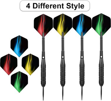 Набір сталевих дротиків Profi Steel 12 шт (24г) з металевими наконечниками та латунними стеблами + 24 пір'я, 20 ущільнювальних кілець, запасні стебла | Для бару, тренувань та турнірів