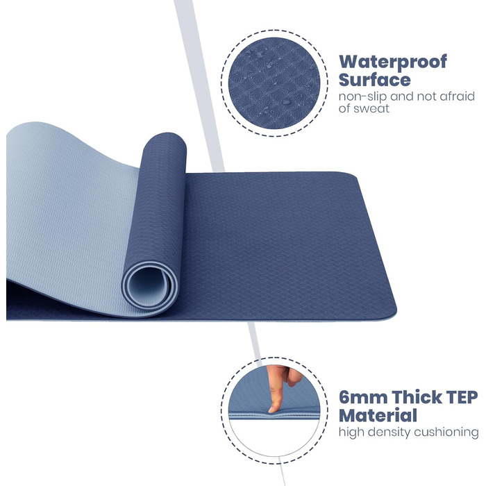 Килимок для йоги Narwhal XXL TPE, 190x80x0.6 см, антиковзаючий, зелено-чорний