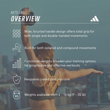 Гиря adidas для фітнесу, тренувань, спортзалу