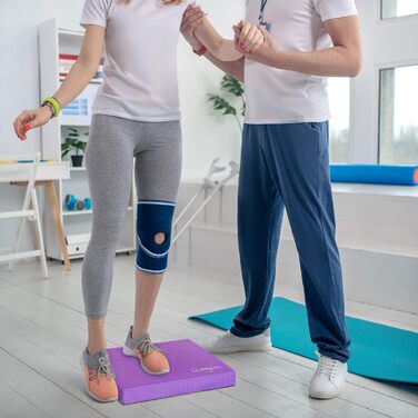 Килимок для балансу з м'якої піни, 44x34x5 см, фіолетовий. Покращує координацію та стабільність, зміцнює м'язи кора. З електронним посібником.