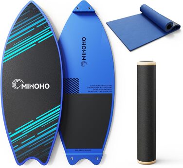 Дерев'яна балансувальна дошка з килимком для фітнесу, реабілітації та серфінгу (чорна)