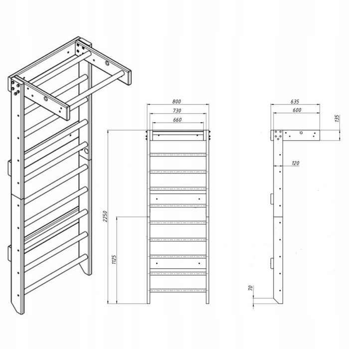Тренувальна драбина Małpiszon 225 см x 80 см