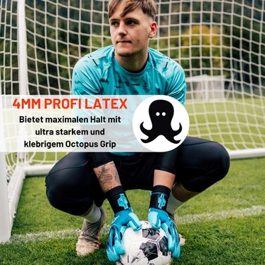 Воротарські рукавиці CATCH&KEEP Profi для дорослих, сині Rainy Blue 11 - преміум, максимальне зчеплення (Octopus Grip)