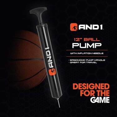 Баскетбольний м'яч AND1 Supreme Grip, розмір 7, гумовий, для вулиці та залу, синьо-червоний, з насосом