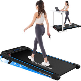 CITYSPORTS Біговий тренажер з регулюванням нахилу, Walking Pad з LED-дисплеєм та світловим ефектом, 1-6 км/год, для дому та офісу, з пультом керування (Blue)