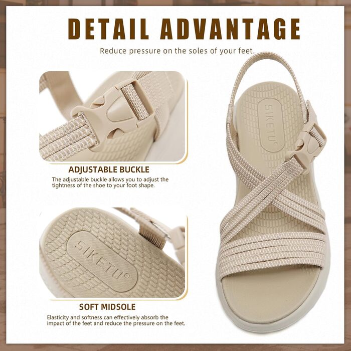 Сандалі жіночі літні Bequeme (Німеччина) 39 EU бежеві з ортопедичною устілкою для прогулянок та відпочинку