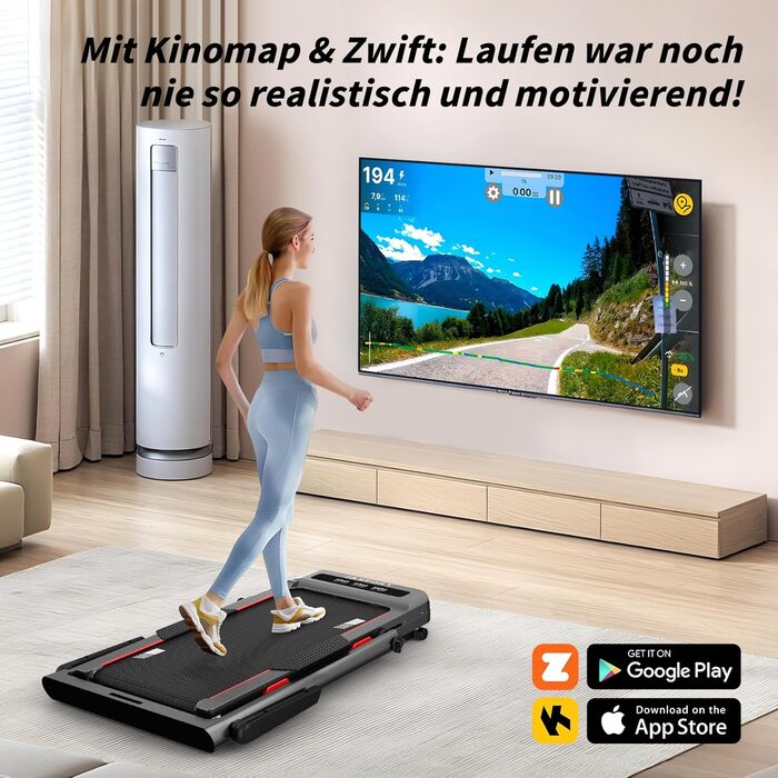 Біговий тренажер JASPORT H з нахилом 12°, 2-в-1 Walking Pad до 14 км/год, двигун 3.0HP, 18 програм, сенсорний та пульт дистанційного керування, Dual LED, складний 157 мм, Bluetooth App Zwift/Kinomap, для дому та офісу (GL3H)