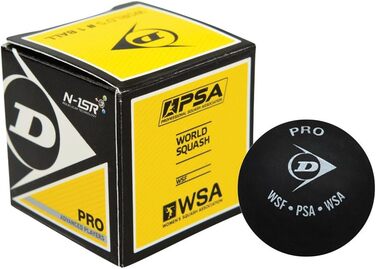 М'яч для сквошу Dunlop Sports XX Pro, 12 шт., чорний, подвійна жовта крапка