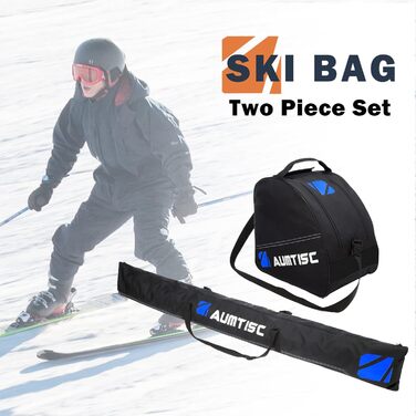 Чохол для лиж AUMTISC Skitasche Set: місткий, регульований (до 200 см), для 1 пари лиж та черевиків, синій