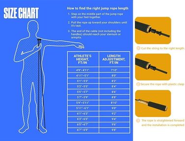Стрибкове канат для чоловіків, жінок, дітей - з подвійними кульковими підшипниками, 360-градусний поворот, металевий руків'я, серцевина з силіконовим руків'ям, регульований, 3 м, для фітнесу, схуднення, чорний