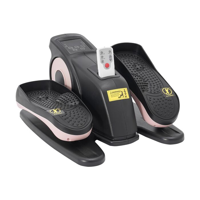 Міні еліптичний тренажер під стіл з пультом та дисплеєм, регульована швидкість, електричний, для дому, чорний+рожевий