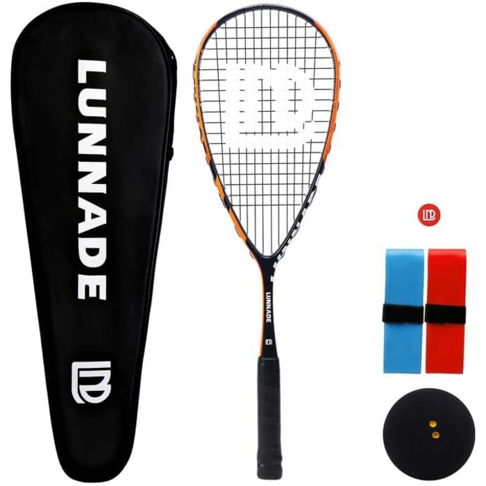 Сквош ракетка Carbon Tear Drop з м'ячем, Overgrip, Демпфер та сумка. Помаранчевий/Західний колір у зигзагоподібному візерунку (Sunset Chevron)