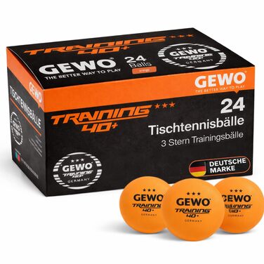 Кульки для настільного тенісу GEWO Training 40+ (3 зірки), ABS-пластик з швом, помаранчеві, 24 шт.