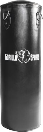 Боксерський мішок GORILLA SPORTS® 37 кг, наповнений, з металевою ланцюгом та карабінами, штучна шкіра, чорний - для боксу, MMA