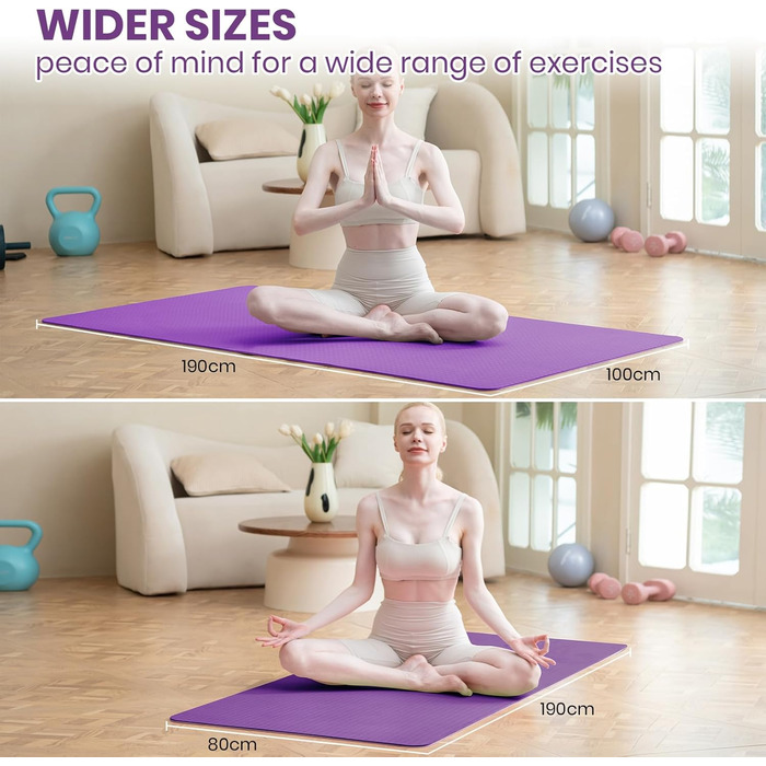 Килимок для йоги Narwhal TPE, 190x80 см, антиковзаючий, фіолетовий/рожевий