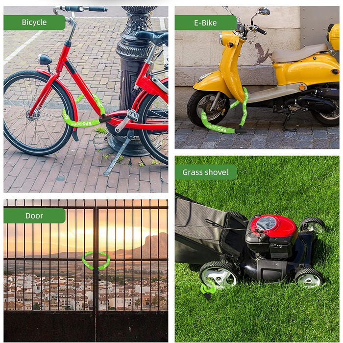 Замок для велосипеда з 3 ключами, антивкрадійний ланцюговий замок 90см, висока безпека, водовідштовхувальний чохол для велосипеда/електросамоката/електровелосипеда/MTB/мотоцикла/вантажного велосипеда 870мм, чорний