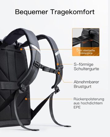 Рюкзак Inateck RollTop для ноутбука 22–26,8 л з водонепроникною блискавкою та відкриттям на 180°, для роботи, подорожей, навчання