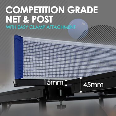 Стіл для пінг-понгу ZERRO складний, 15 мм MDF, 274x152.5x76 см, стандартний розмір, з сіткою, синій
