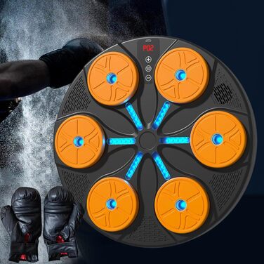 Музичний бокс-тренажер Baoblaze з Bluetooth, 8+ режимів тренування, динамічне підсвічування, для боксу, карате, тхеквондо, з рукавичками, помаранчевий