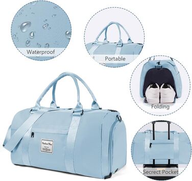 Спортивна сумка Flintronic для подорожей, валіза-мішок з відділенням для взуття та мокрих речей, водонепроникна сумка для ночівлі та багажу, чорна (#2 синя)