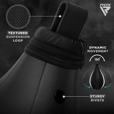 Набір для боксу RDX Speed Bag: шкіряний м'яч, підвіс, поворотний механізм для MMA, муай-тай, кікбоксингу та тренувань