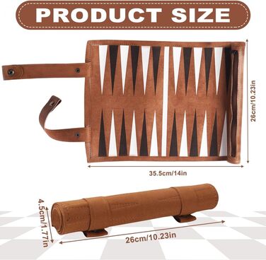 Набір для гри в нарди SGIOO з натуральної шкіри, мікрофібри, з шахами, кубиками та ігровим полем для подорожей, кемпінгу та відпочинку (35.5 * 26 см)