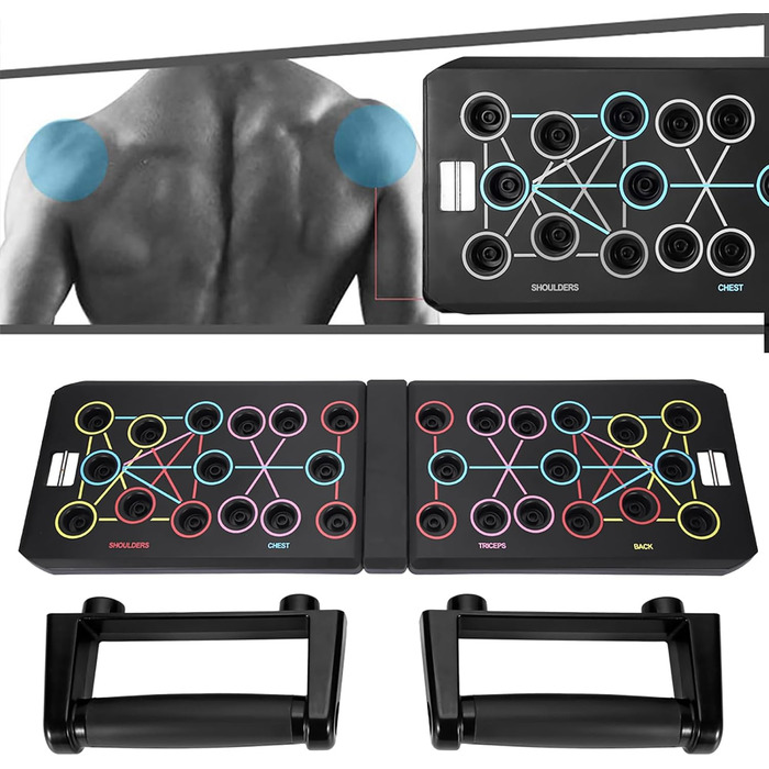 GLKEBY Тренажер для віджимань Push-Up Rack Board 15-в-1, складаний, багатофункціональний, портативний, регульований