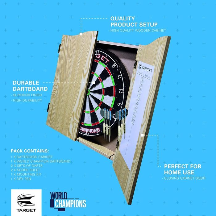 Дартс-набір Target Darts Home – шафа, мішень World Champions, 2 дротики, для дому