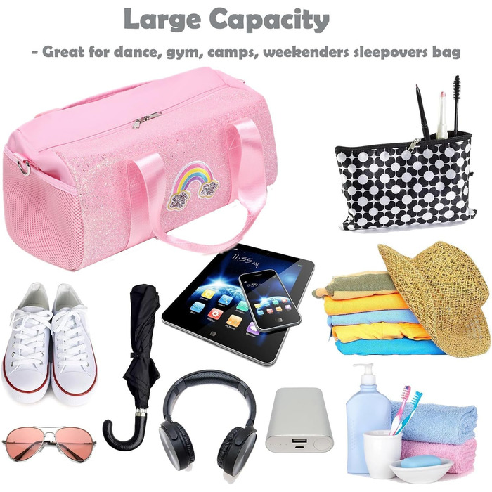 Дитяча танцювальна сумка Jumpopack з блискітками, райдужна, для балету, плавання, через плече