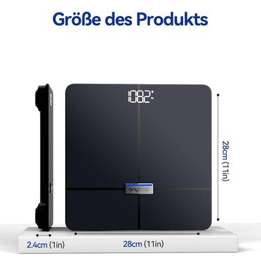 Вага Anyloop для вимірювання жиру в тілі, персональна вага з Bluetooth, 180 кг, вимірювання жиру, BMI, пульсу, м'язової маси, води, білка, кісткової маси, BMR, темно-синій