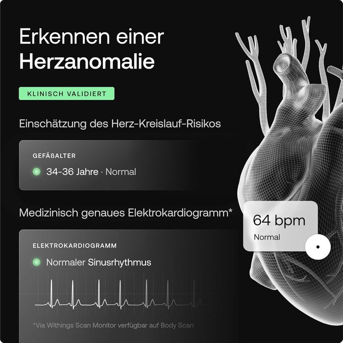 WITHINGS Body Scan – розумні Wi-Fi ваги для аналізу складу тіла, BIA, вимірювання жиру, м'язової маси, води, ЕКГ, чорні