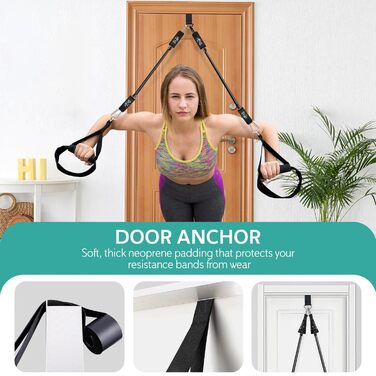 Pilates Bar WenYa з гумовими стрічками для фітнесу (81,6 кг), фіолетовий: набір для пілатесу, йоги, дому та спортзалу з манжетами для ніг та кріпленням на двері