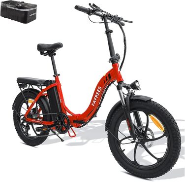 Електровелосипед Fafrees F20 складаний 20 дюймів, 250W, 36V 16Ah, для міста та бездоріжжя, фетбайк, до 150 кг, червоний