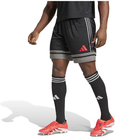 Чоловічі футбольні шорти adidas Squadra 25, чорні (Black/Team Grey Four/Pure Ruby), розмір XS