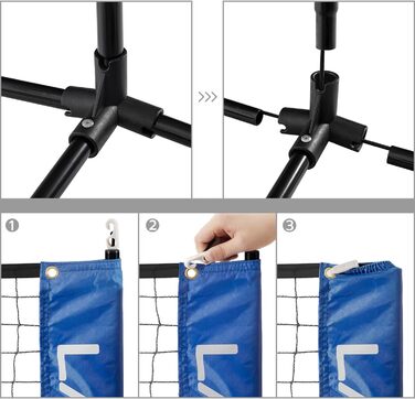Сітка для бадмінтону, волейболу, тенісу, 3-позиційна висота, 107/120/155 см, портативний набір для саду, приміщень, вулиці