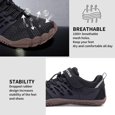 Чоловічі Barfußschuhe Grand Attack – мінімалістичні крос-тренери з широкою передньою частиною, Zero Drop, 45 EU Weit, Zt608 1black Gum