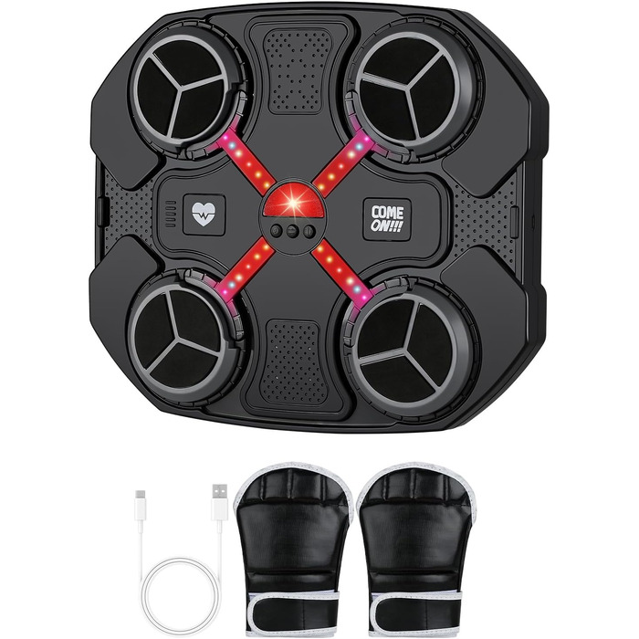 Tuocal Музична боксерська машина з рукавичками, Bluetooth, настінна, 3 швидкісних режими та режим підрахунку, музичний тренажер для боксу для дорослих і дітей, безпечні тренування