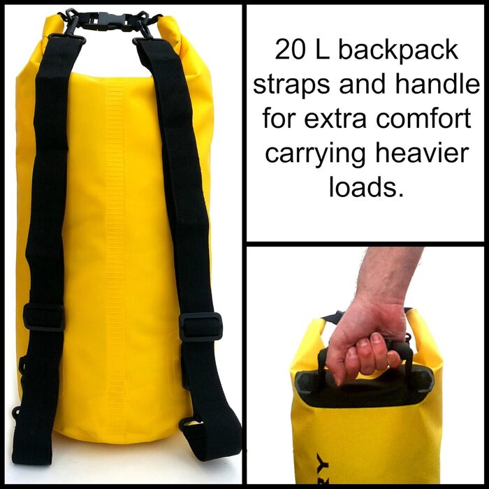 Водонепроникна сумка-мішок Ultra Dry Adventurer 5L (жовта) з кишенею для телефону та регульованим ремінцем - для каякінгу, риболовлі, кемпінгу