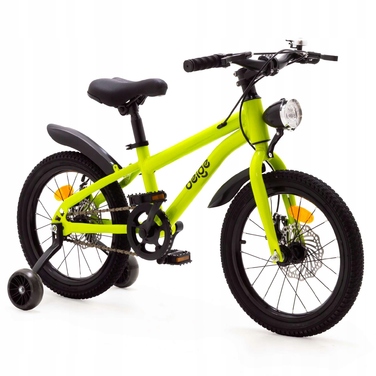 Дитячий велосипед Rowerek 14 дюймів, зелений, з дисковими гальмами та підтримувальними колесами