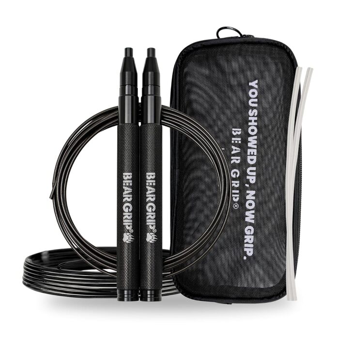 Стрибальний канат BEAR GRIP Elite Speed для кросфіту, MMA та боксу, регульований швидкісний скакалка для HIIT та кардіо тренувань, чорний