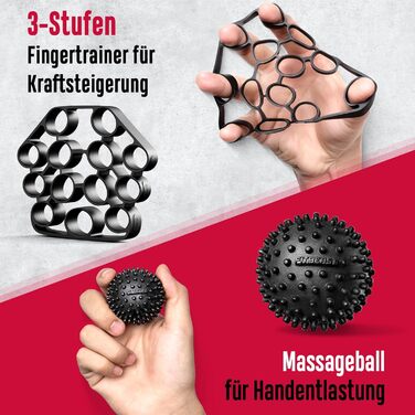 FitBeast Тренажер для рук та зап'ястя – набір 6 шт. з регульованим опором, тренажер сили хвата, тренажер пальців та масажні м'ячі для терапії рук, силових вправ та відновлення